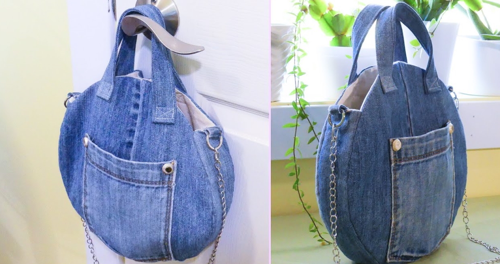 Denim Tote Bag Made From Recycled Jeans Jeans Handbag Denim 